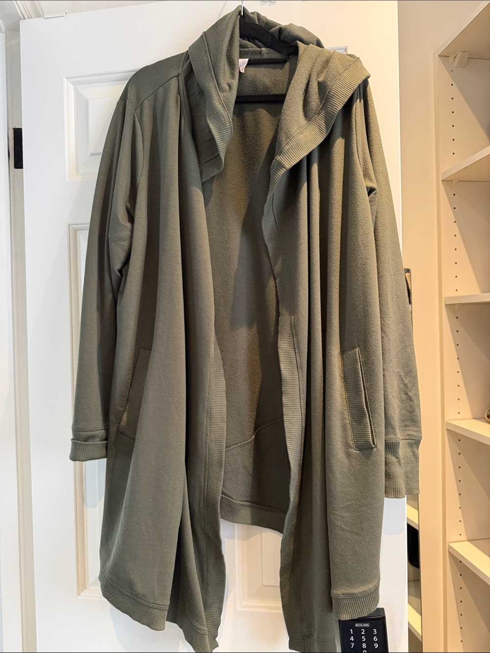 Ideology Olive Hooded Lightweight Open-Front Cardigan